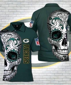 Celebrate your favorite NFL team with our Green Bay Packers Nlf Sugar Skull 3D Polo Shirt Jersey