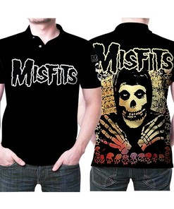 Celebrate your love for the Misfits with this American punk rock music band logo polo shirt featuring 3D design.