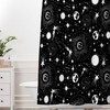Celestial Black and White Shower Curtain with Outerspace Theme for a Unique Bathroom