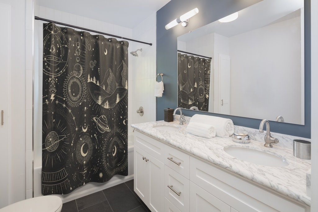 Celestial Moon Space Cosmos Shower Curtain to bring outer space into your bathroom - Image 2