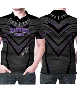 Chadwick Boseman Black Panther Superhero Suit Signature Polo Shirt with Personalization