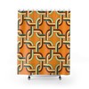 Chain Link Geometric Mid Century Modern Shower Curtain with Retro Flair for a Chic Bathroom