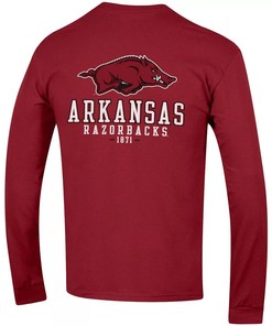 Champion Cardinal Arkansas Razorbacks Team Stack Long Sleeve T-Shirt, Hogs Shirt Gifts For Razorbacks Lover