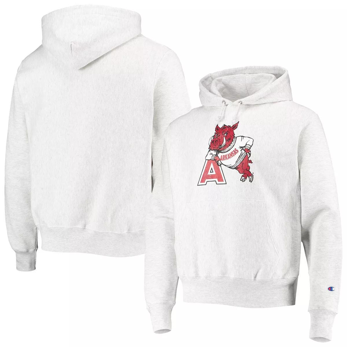 Champion Heathered Gray Arkansas Razorbacks Team Vault Logo Reverse Weave Hoodie A Must-Have For Razorbacks Enthusiasts