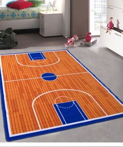 Champion Rugs Kids/Daycare/Playroom Area Rug. Basketball Court. Sports. Fun. Non-Slip Gel Back