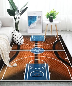 Channel Your Love for Basketball with a Print Court Sport Area Rug - Non-Slip Carpet for Living Room and Bedroom Decor