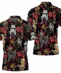 Characters Chibi Style Stormtrooper C3PO for Fan Tropical Print 3D All Over Print Polo Shirt