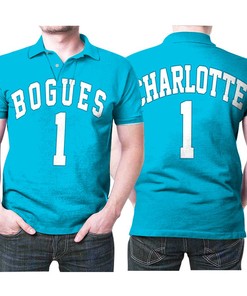 Charlotte Hornets Muggsy Bogues 1 NBA Great Player NBA Basketball Hardwood Classics Teal 2019 Jersey Style Polo Shirt.