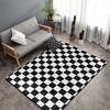 Checkered Flag Racing Black and White Non-Slip Kids Area Rug for Home Decor with Racing-inspired Design