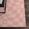 Checkered Pink Pastel Aesthetic Rug with Non-Slip Floor Mat for Soft Living Room or Kids Room Decor