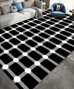 Checkered Vortex Optical Illusions Area Rug - Hypnotic 3D Carpet for Dining and Bedroom
