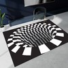 Checkered Vortex Optical Illusions Rug with Non-Slip Bottomless Hole Optical Illusion Area Rug Bedroom Decor