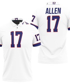 Cheer On Buffalo Bills Josh Allen #17 With This American Football White Vintage Bills Fans Polo Shirt
