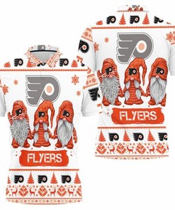 Cheer for the Philadelphia Flyers in Festive Style with Christmas Gnomes on a 3D All-Over Print Polo Shirt