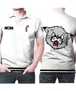 Cheer on the Cincinnati Bearcats with our classic white polo shirt featuring the team's mascot logo