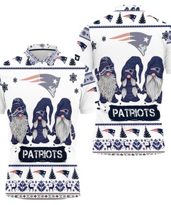 Cheer on the New England Patriots in Festive Style with Christmas Gnomes on a 3D Polo Shirt with All-Over Print