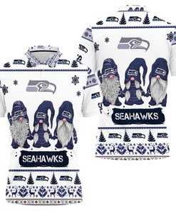 Cheer on the Seattle Seahawks in Festive Style with Christmas Gnomes on a 3D Polo Shirt with All-Over Print
