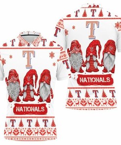 Cheer on the Texas Rangers in Festive Style with Christmas Gnomes on a Fun 3D Polo Shirt with All-Over Print