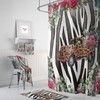 Cheetah Truck Animal Print Floral Shower Curtain - Wild Bath Curtain with Optional Bath Towel