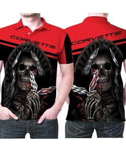 Chevrolet Corvette Maiden Skull Hold Corvette Logo 3d Printed Gift For Corvette Fan Polo Shirt