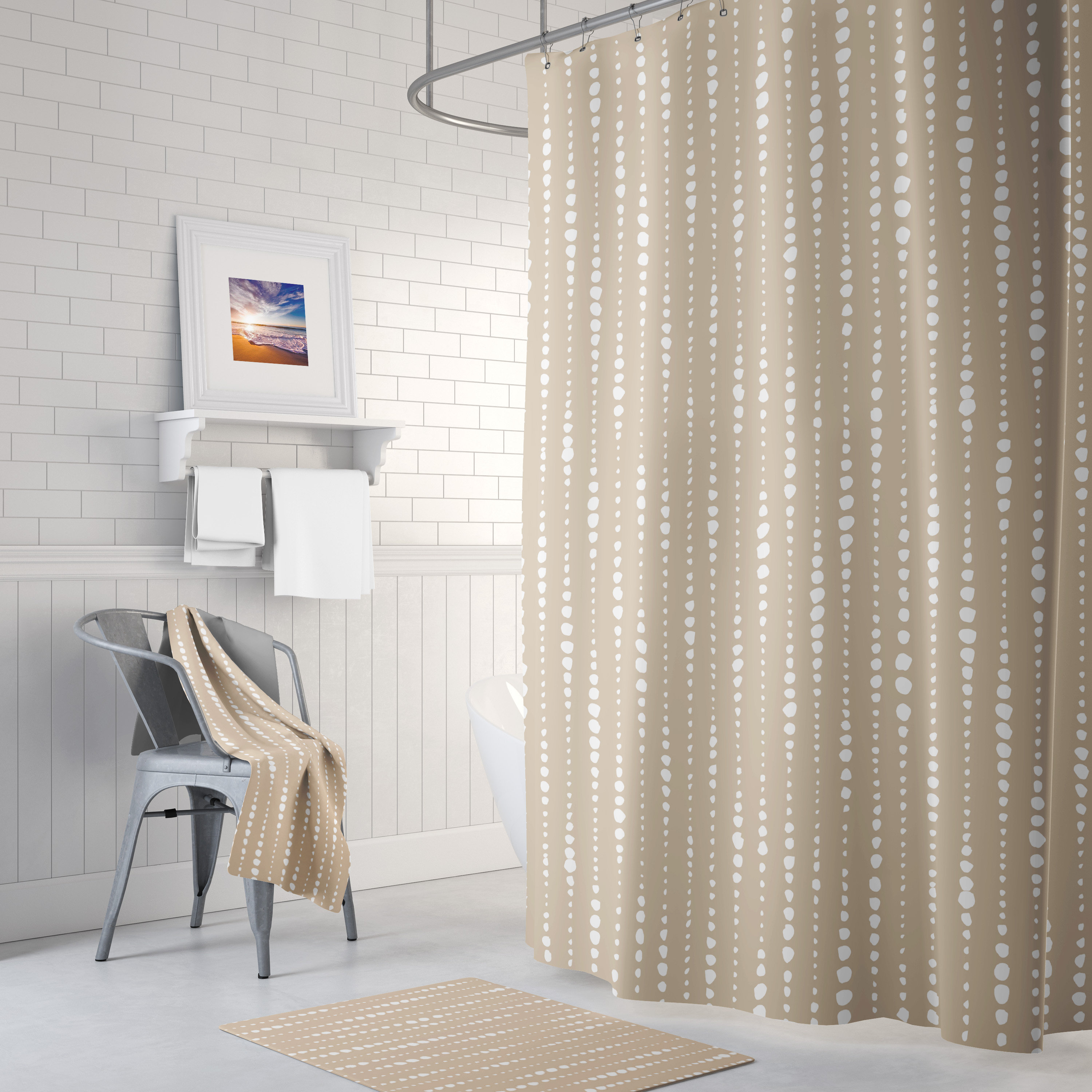 Chic Beige Shower Curtain, Add Elegance to Your Bathroom Decor