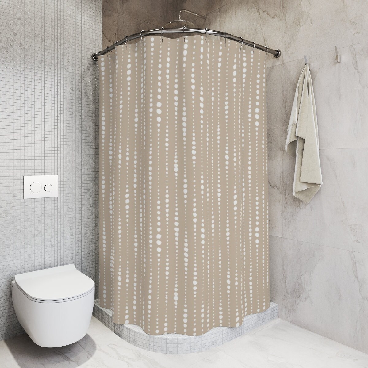 Chic Beige Shower Curtain, Add Elegance to Your Bathroom Decor - Image 2