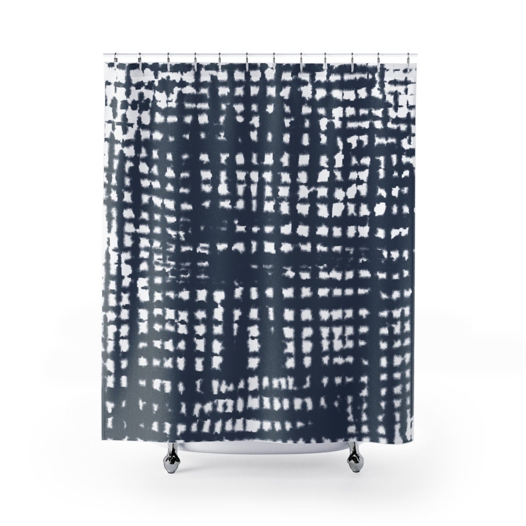 Chic Navy Blue Shower Curtain, Add Style to Your Bathroom - Image 2
