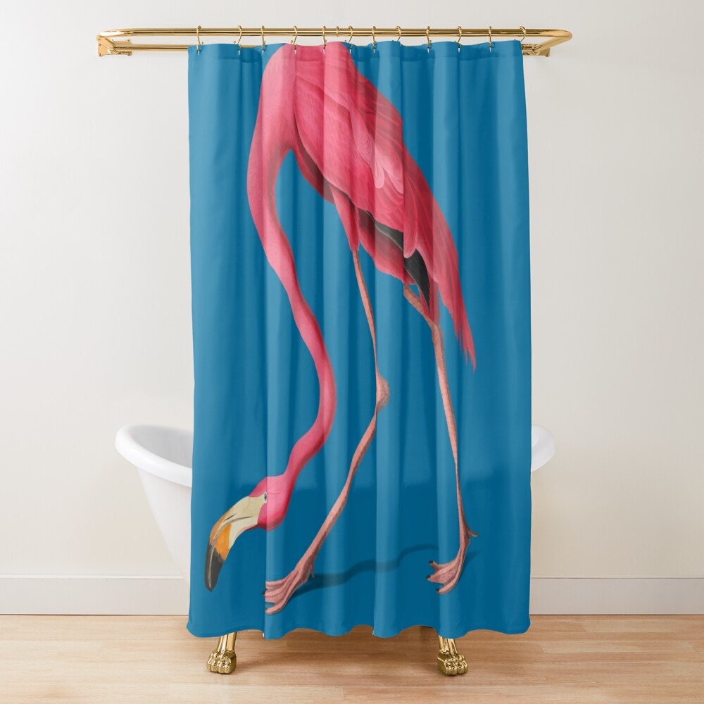 Chic Pink Flamingo Shower Curtain | Eco-Friendly Waterproof Bath Curtain | Unique Flamingo Design - Image 2