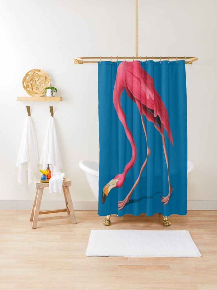 Chic Pink Flamingo Shower Curtain | Eco-Friendly Waterproof Bath Curtain | Unique Flamingo Design - Image 4