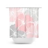 Chic Pink and Gray Shower Curtain, Floral Shower Curtain Art for Pink Bathroom Decor with Hibiscus Design