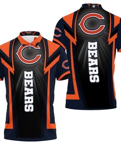 Chicago Bears All Over Print Polo Shirt in Breathable Fabric for Fans