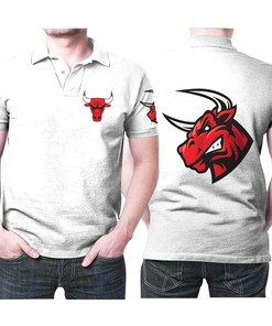 Chicago Bulls Basketball Classic Mascot Logo All Over Print Polo Shirt for Fans