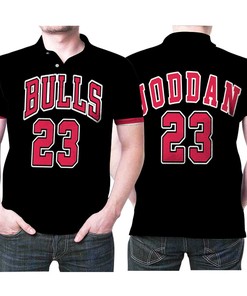 Chicago Bulls Michael Jordan 23 NBA Basketball Throwback Black Jersey Style All Over Print Polo Shirt
