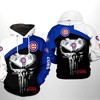 Chicago Cubs MLB 3D All-Over Print US Flag Skull Hoodie