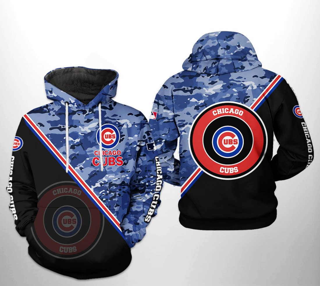 Chicago Cubs MLB Camo 3D Hoodie with Team Logo