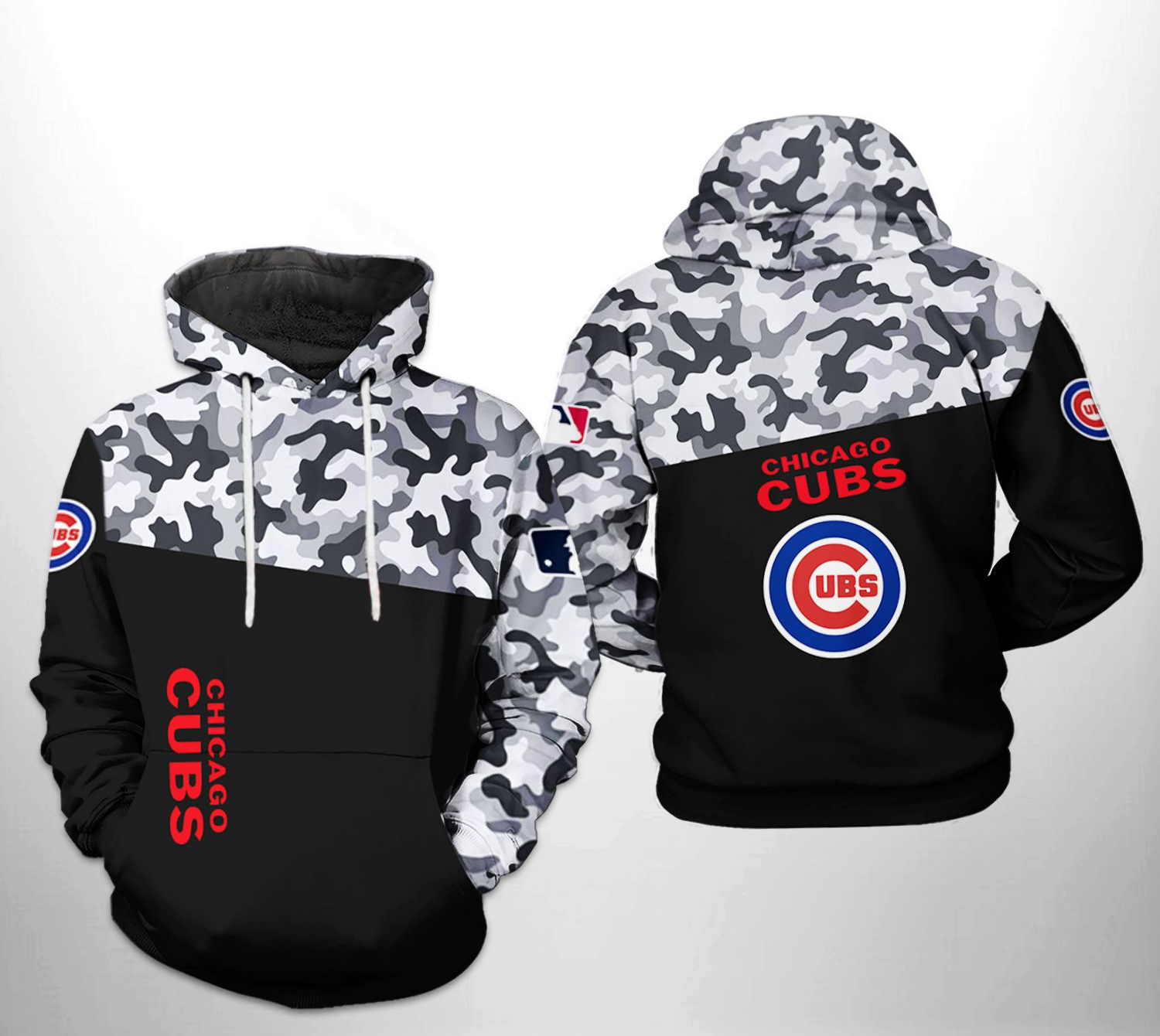 Chicago Cubs MLB Camo Veteran 3D Hoodie with Unique Print