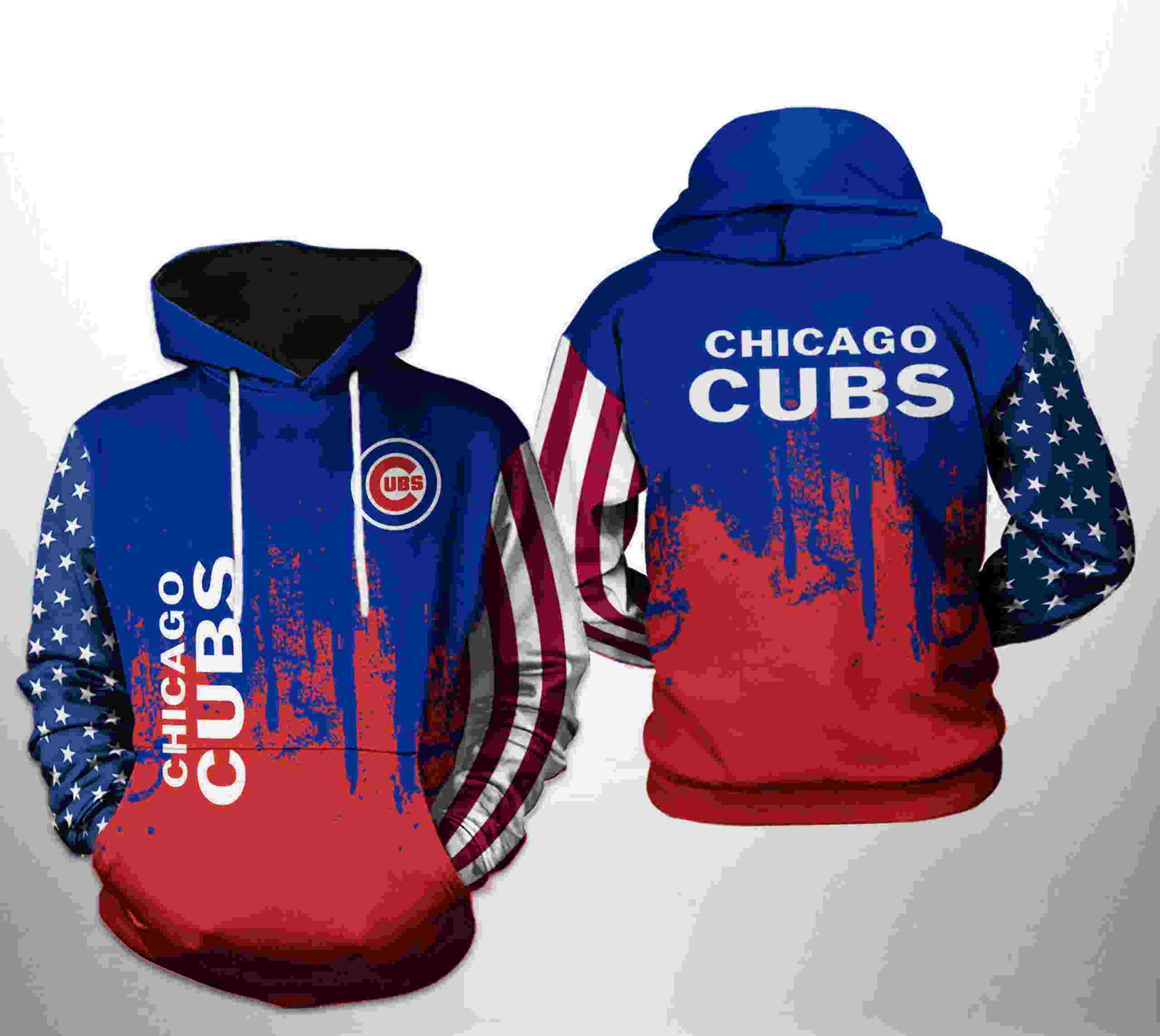 Chicago Cubs MLB Team US 3D Hoodie with Patriotic Design