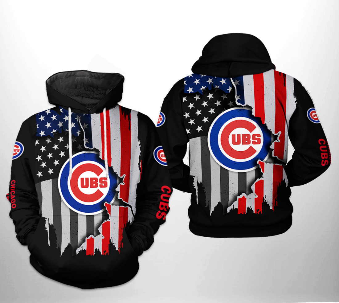 Chicago Cubs MLB US Flag 3D Hoodie with Awesome Design