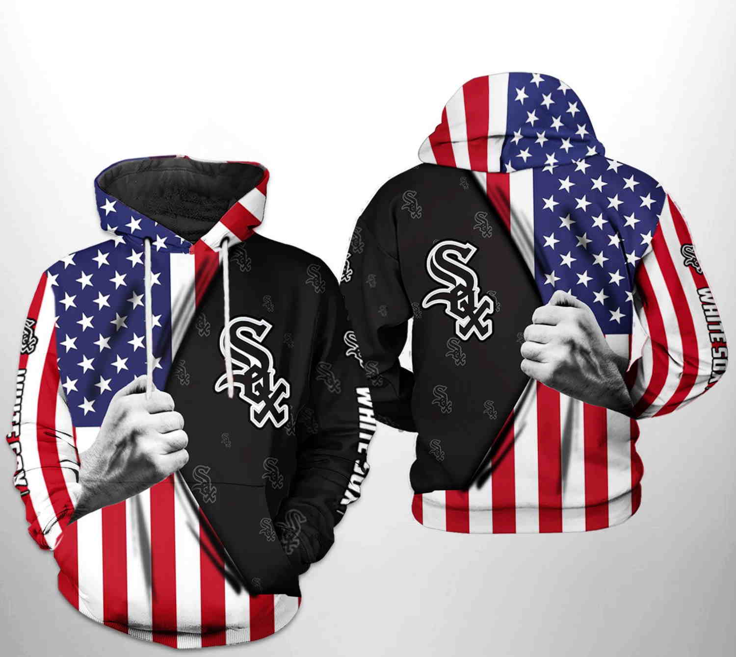 Chicago White Sox MLB US Flag 3D Hoodie with Awesome Design