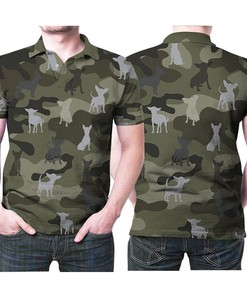 Chihuahua Dog Pattern Camouflage Color Style All Over Print Breathable 3D Polo Shirt for Dog Lovers