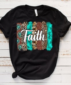 Christian Faith Brushstrokes T-Shirt - Jesus Leopard Peace Love Tee Design