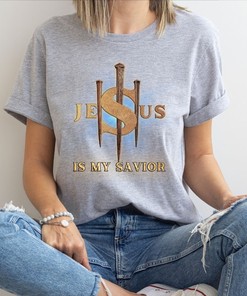 Christian T-Shirt with Jesus As Savior And Bible Verse Design