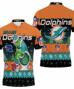 Christmas Dolphins Grinch In Toilet Christmas Knitting Pattern Sweatshirt Jersey Style 3D All Over Print Polo Shirt