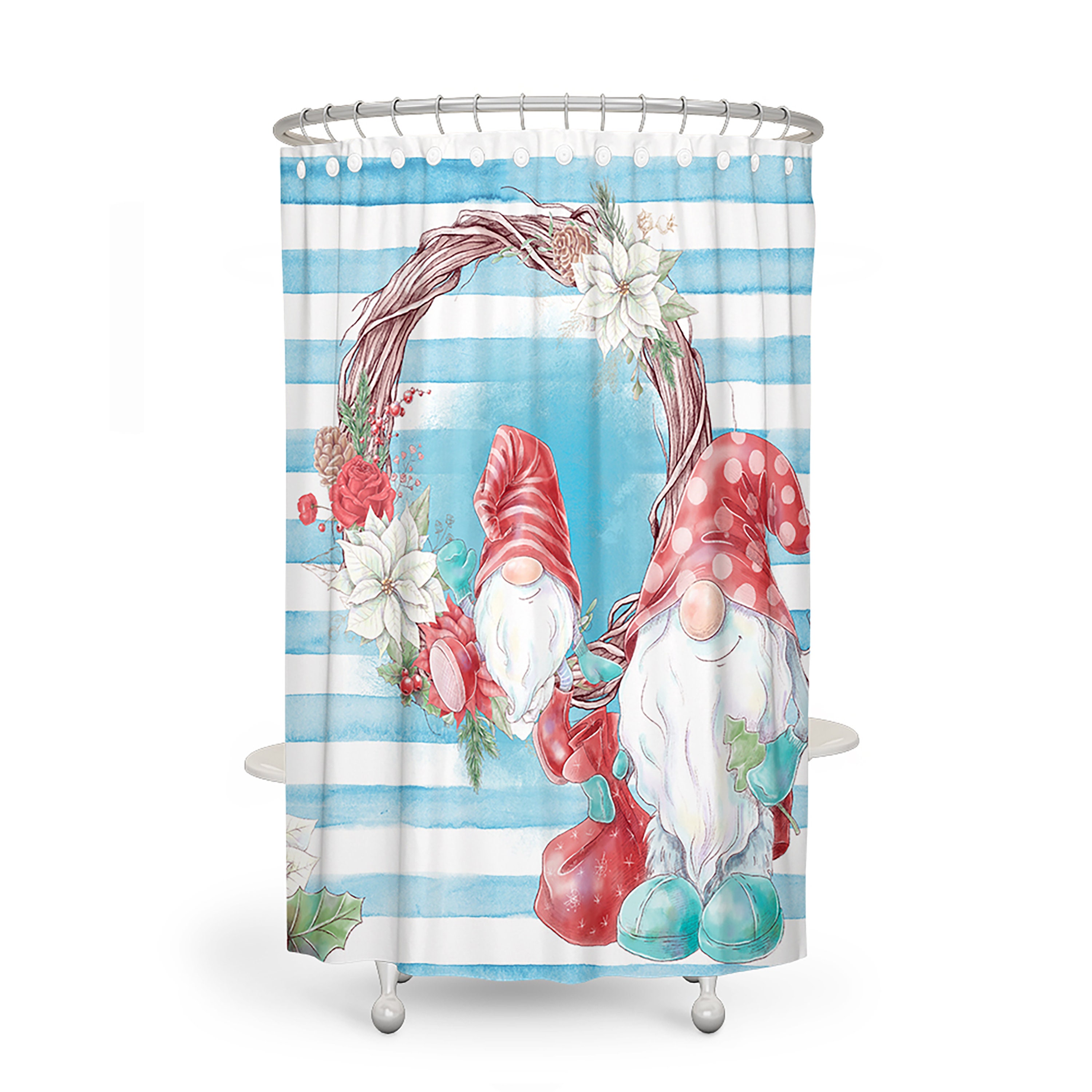 Christmas Gnome Shower Curtain Set with Optional Bathroom Accessories - Image 2