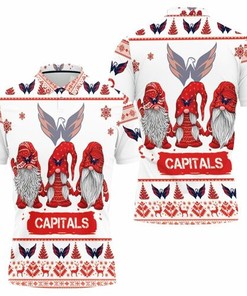 Christmas Gnomes Washington Capitals Ugly Sweatshirt paired with our 3D all-over print polo shirt