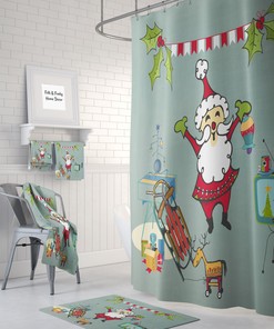 Christmas Mid Century Modern Shower Curtain with Festive Print