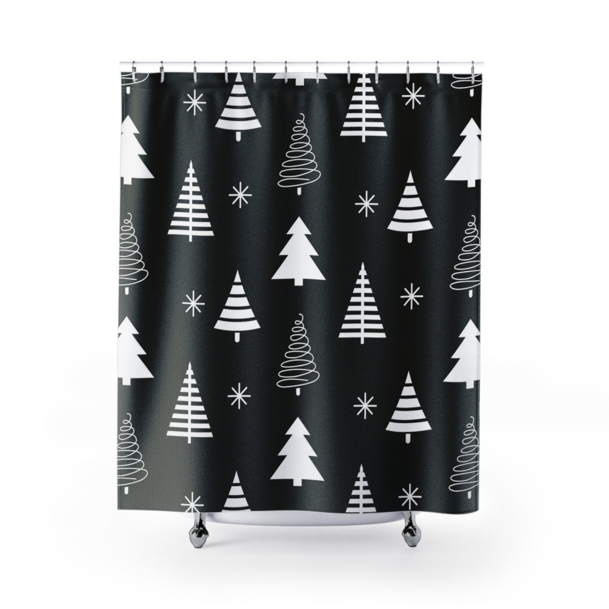 Christmas Shower Curtain Set, Retro Bathroom Accessory with Tub Curtain and Home Gift Idea - Image 2