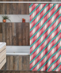 Christmas Shower Curtain, Vintage Style Bathroom Decoration, Festive Tub Curtain