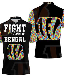 Cincinnati Bengals Autism Support Polo Shirt - All Over Print Polo T-Shirt with Athleisure Collar and 3D Printed Design