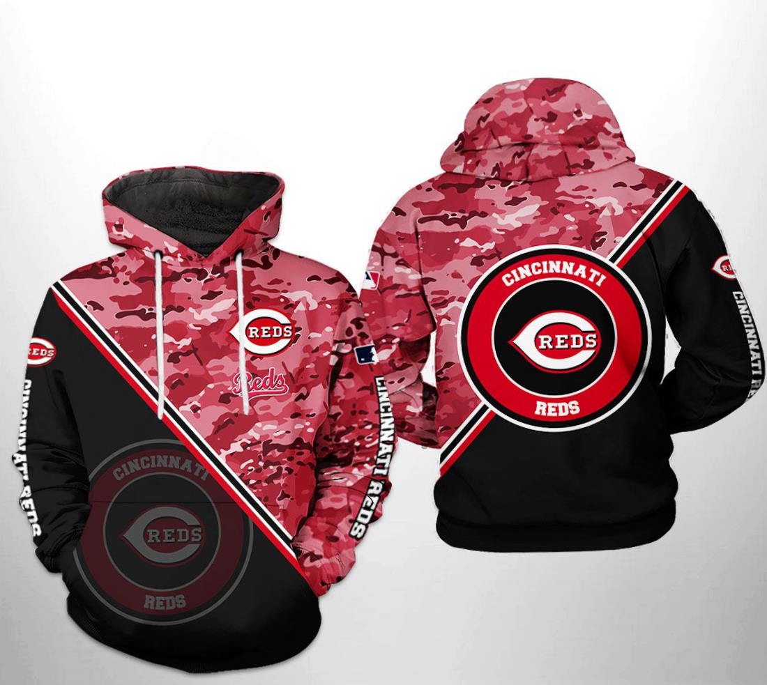 Cincinnati Reds MLB Camo 3D Hoodie with Team Logo